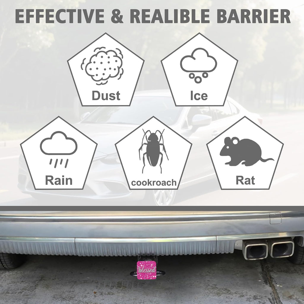 Hitch Receiver Cover 2" Pink Glittery Blessed Trailer Hitch Cover Tube Cap Rubber Universal 2 Inch Receiver Plug for Pickups Trucks Cars Suvs