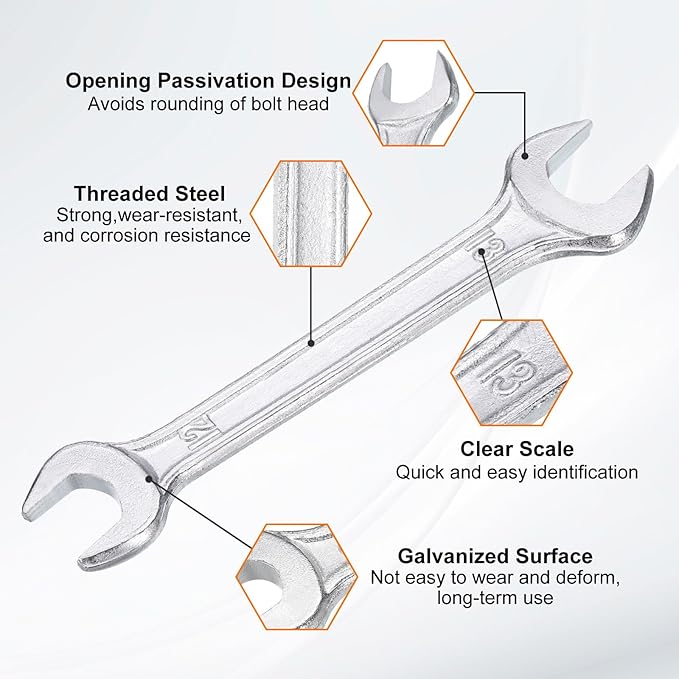 HARFINGTON 5pcs Double Open End Wrench 12mm x 13mm Metric 15 Degree Offset - Image 4