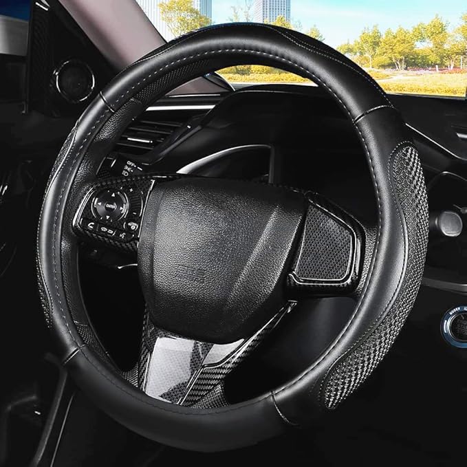 Leather Car Steering Wheel Cover 15 inch Universal Fit Microfiber Steering - Image 3