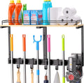 hoomesun broom holder wall mount with shelf &, main product view