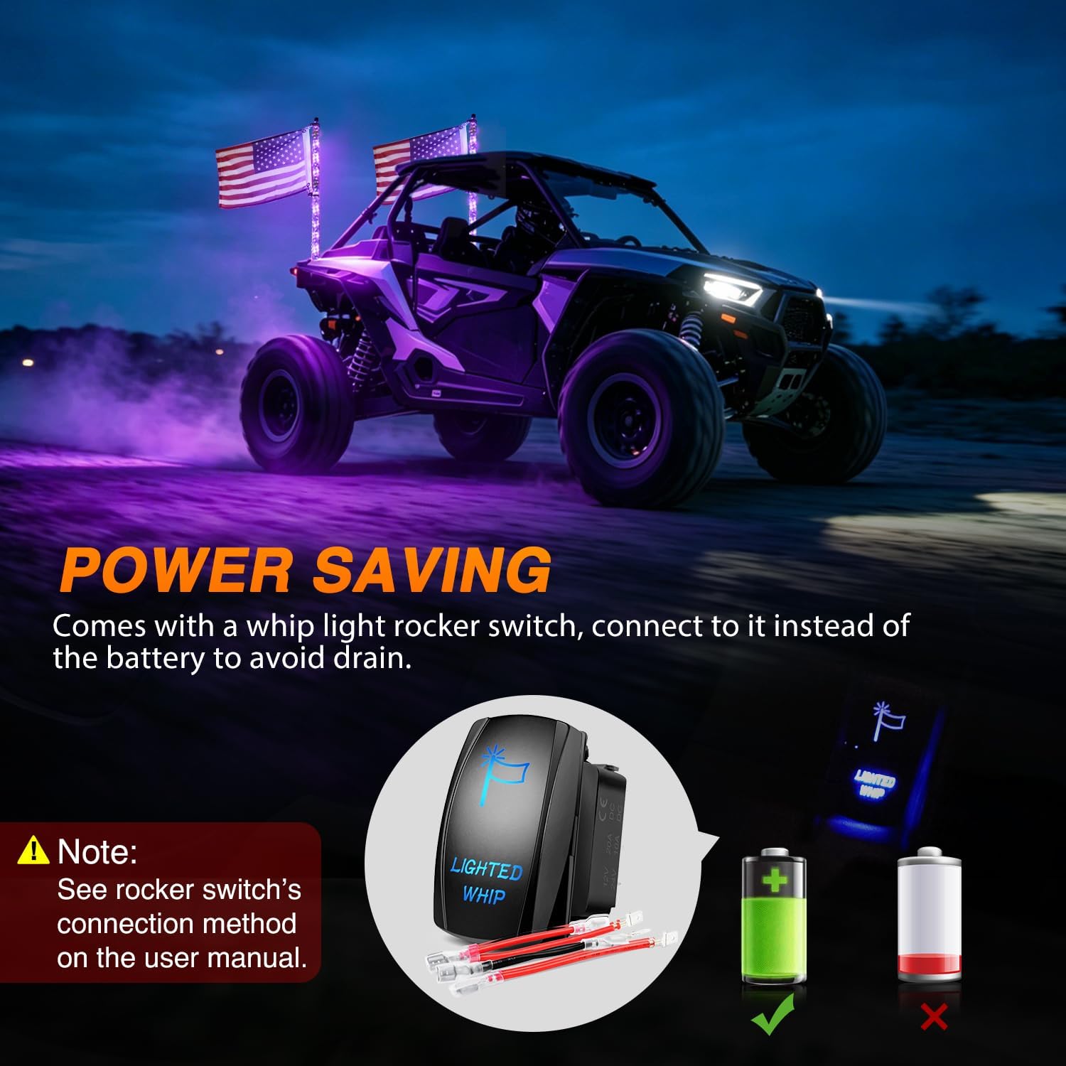 Nilight LED Whip Light 2PC 3FT Spiral RGB Antenna Whips with Spring Base, App/Remote Control DIY Chasing Patterns Brake & Reverse Turn Signal Lights for Side by Side ATV UTV RZR Can-Am Buggy Jeep