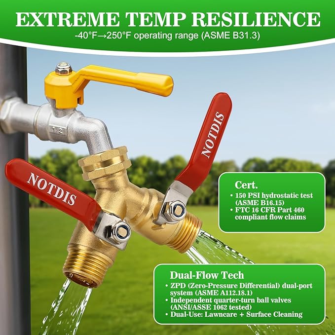 Hose Splitter 2 Way Heavy Duty Brass Garden Hose Splitter - Image 6