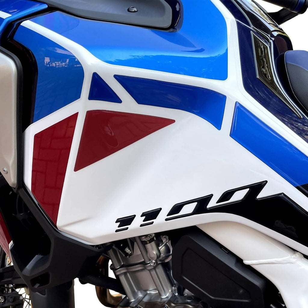 Resin Bike Motorcycle 3D Stickers Compatible with Honda CRF 1100 L Africa Twin Adventure Sports 2021. Tank Side Protections from Impact and Scratches. Pair of Resin Stickers - Made in Italy