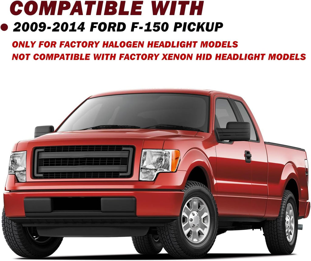 JSBOYAT Halogen Headlight & Fog Light Assembly Set Bulbs Included for 2009 to 2014 Ford F150
