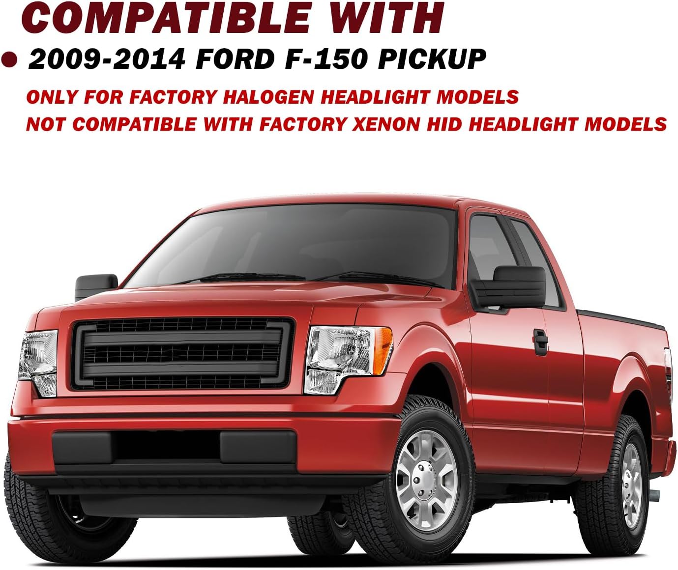 JSBOYAT Halogen Headlight & Fog Light Assembly Set Bulbs Included for 2009 to 2014 Ford F150