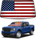 D-Lumina US Flag Winshield Sun Shade for 2020 2021 2022 2023 2024 2025 Fo-rd Maverick, Foldable Front Sun Shield Protector Blocks UV Rays, Window Sunshade Sun Visor Interior Accessories