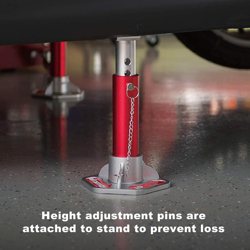 BIG RED T43004 Torin Aluminum Jack Stands with Locking Support Pins: 3 Ton (6,000 lb) Capacity, Red/Silver, 1 Pair