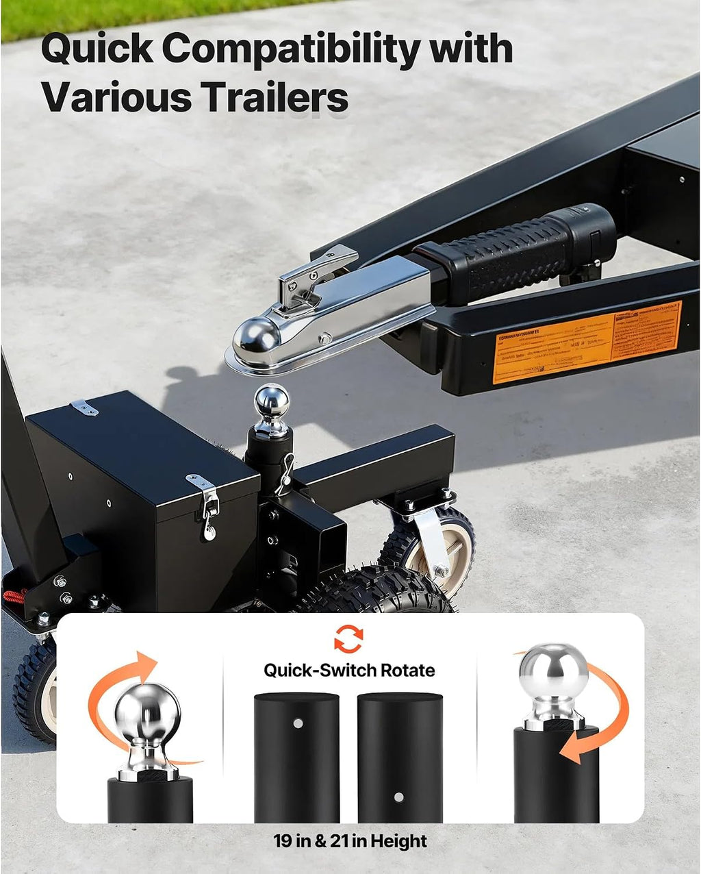 3600 Lbs Electric Trailer Dolly, DC 24V 800W Motorized Mover with 2 & 1-7/8 Inch Hitch Balls for RV, Cargo and Boat Trailers