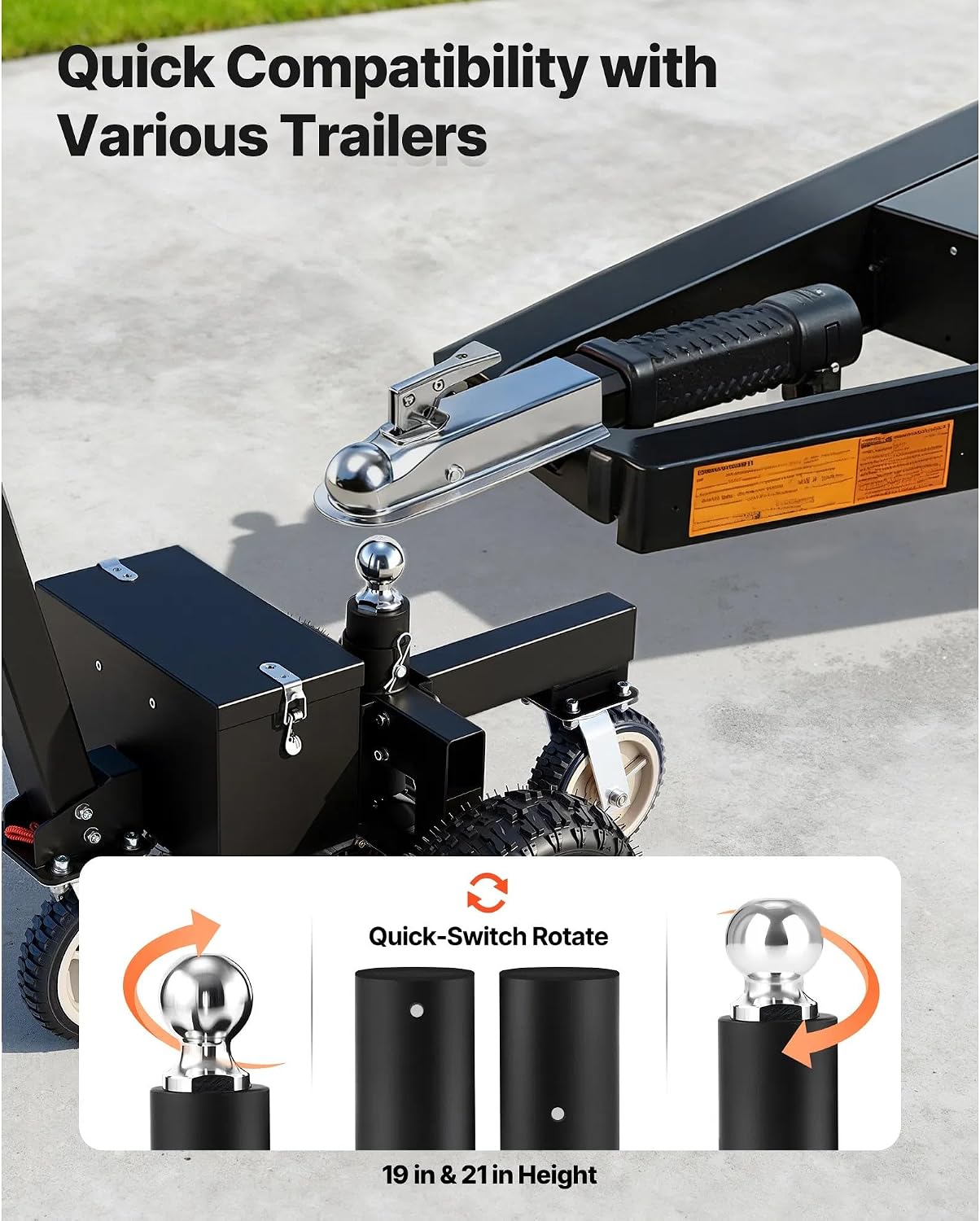 3600 Lbs Electric Trailer Dolly, DC 24V 800W Motorized Mover with 2 & 1-7/8 Inch Hitch Balls for RV, Cargo and Boat Trailers