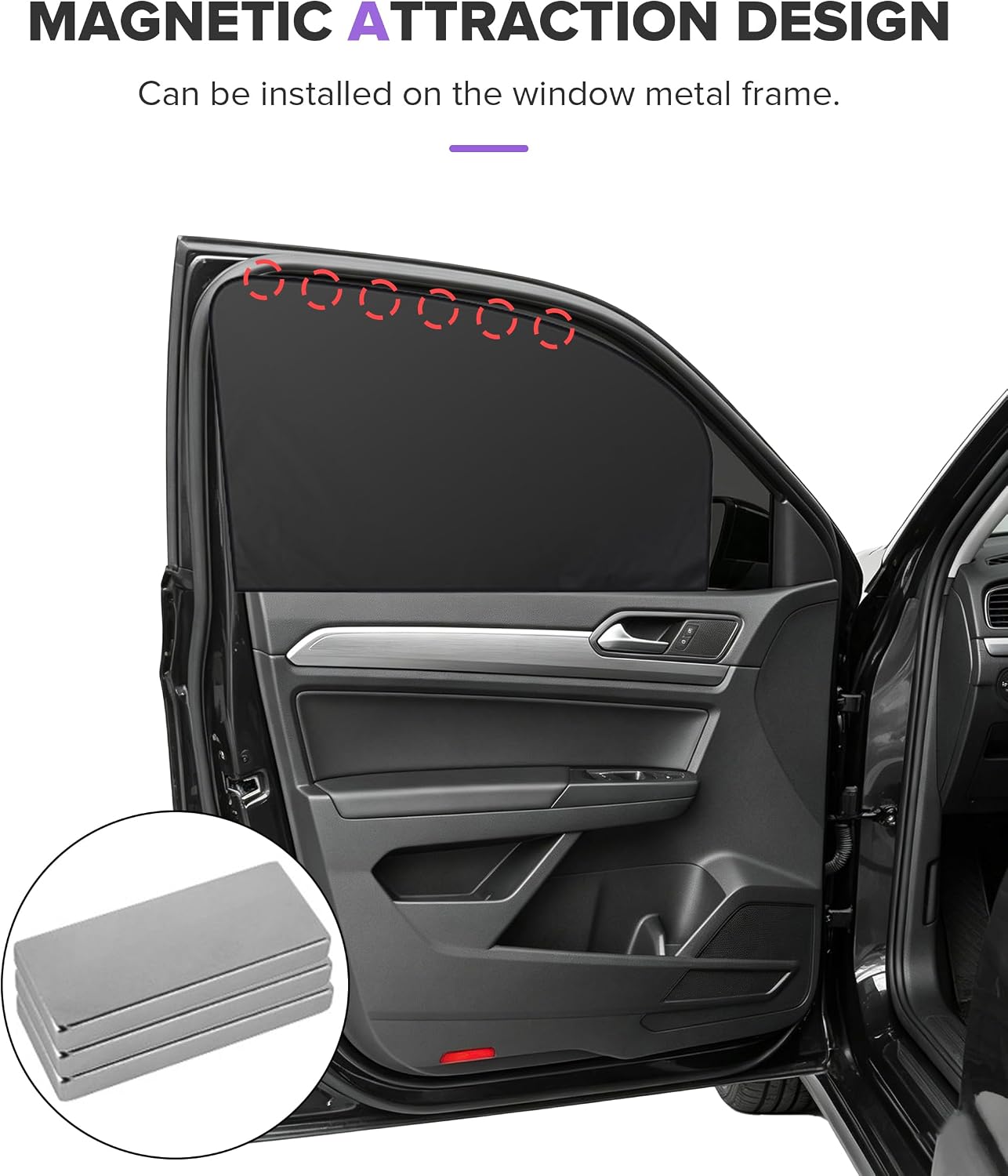 Car Window Shades,Car Accessories Magnetic Side Window Covers,Sun Blocker and UV Protector for Baby, Kids,Automotive Double Layer Curtain,Suitable for Most Car (Black, Front Window)