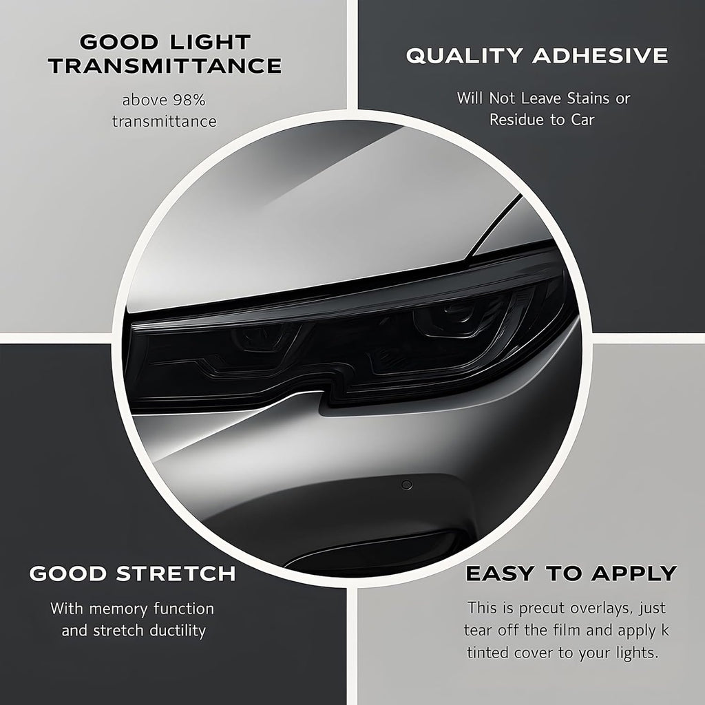 Precut Taillight Headlight Light Covers Tint fit for Kia K5 2021 2022 2023 2024 Complete Tail Light Overlay Kit with Gloss Dark Smoke Wrap Cover Vinyl Decals Film Accessories