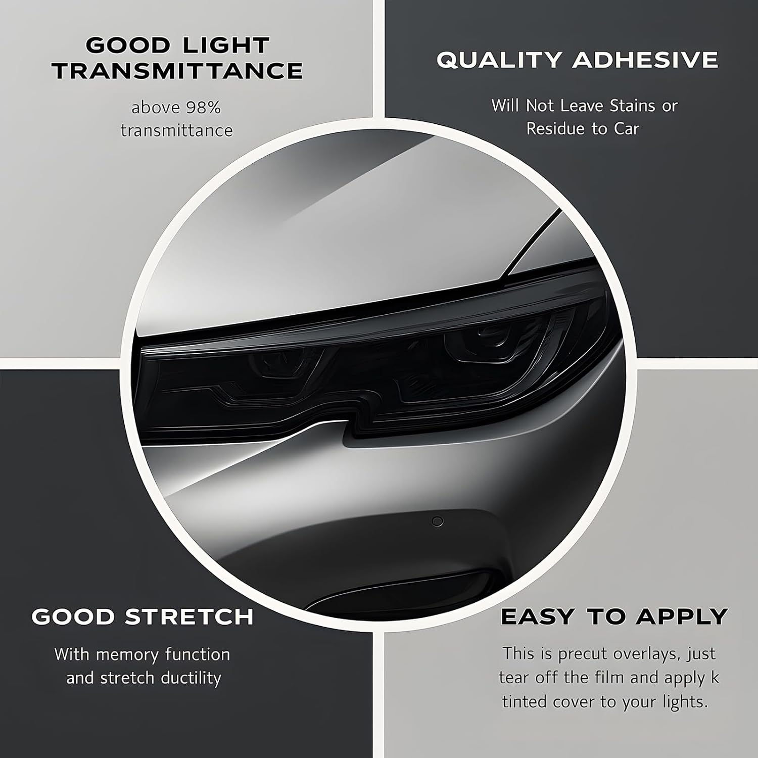 Precut Taillight Headlight Light Covers Tint fit for Kia K5 2021 2022 2023 2024 Complete Tail Light Overlay Kit with Gloss Dark Smoke Wrap Cover Vinyl Decals Film Accessories