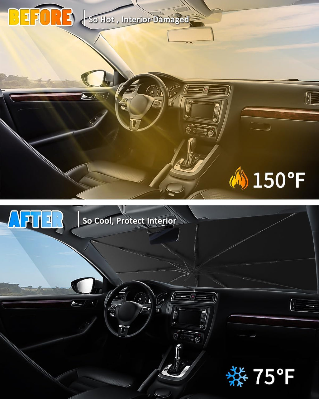 Windshield Sun Shade Umbrella Compatible with Subaru Outback Wagon 2015 2016 2017 2018 2019, Foldable Reflective Sunshade for UV Protection & Heat Reduction