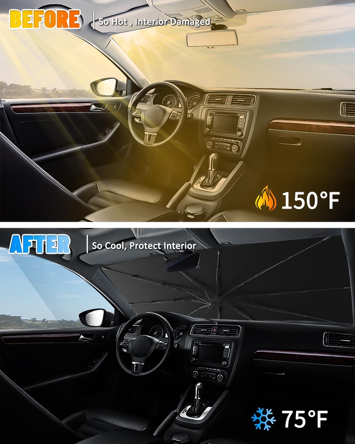 Windshield Sun Shade Umbrella Compatible with Subaru Outback Wagon 2015 2016 2017 2018 2019, Foldable Reflective Sunshade for UV Protection & Heat Reduction