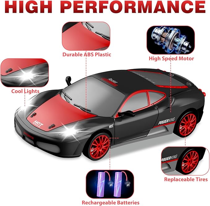 RC Drift Cars, 2.4Ghz 1:24 Remote Control Car 4WD High Speed Drifting RC Car - Image 3