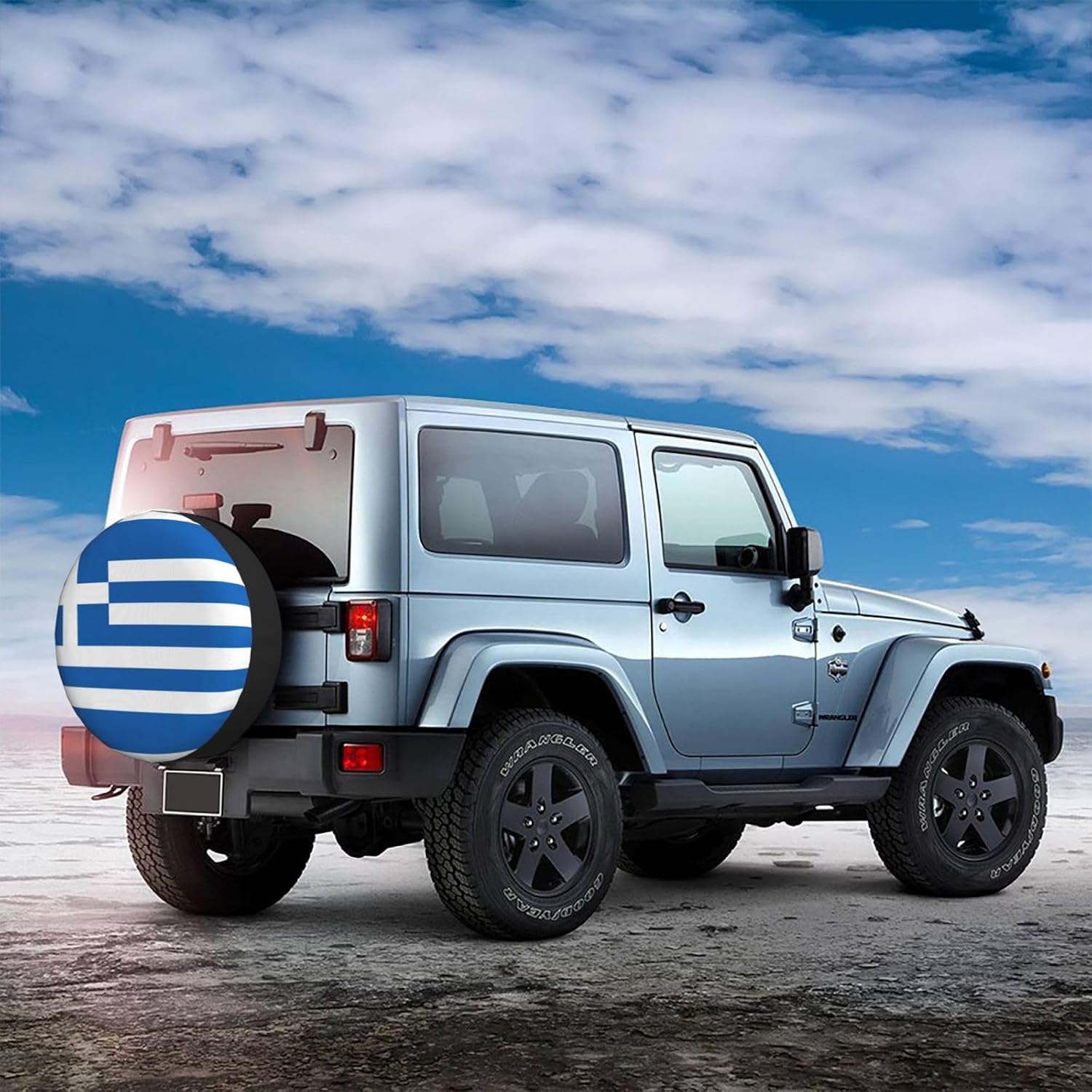 Greek Flag Print Universal Spare Tire Cover for RV, Jeep | Wheel Protector Fits Rv, Trailer, Jeep, Shield Tires From Sun, Dirt And Rain For Outdoor Storage