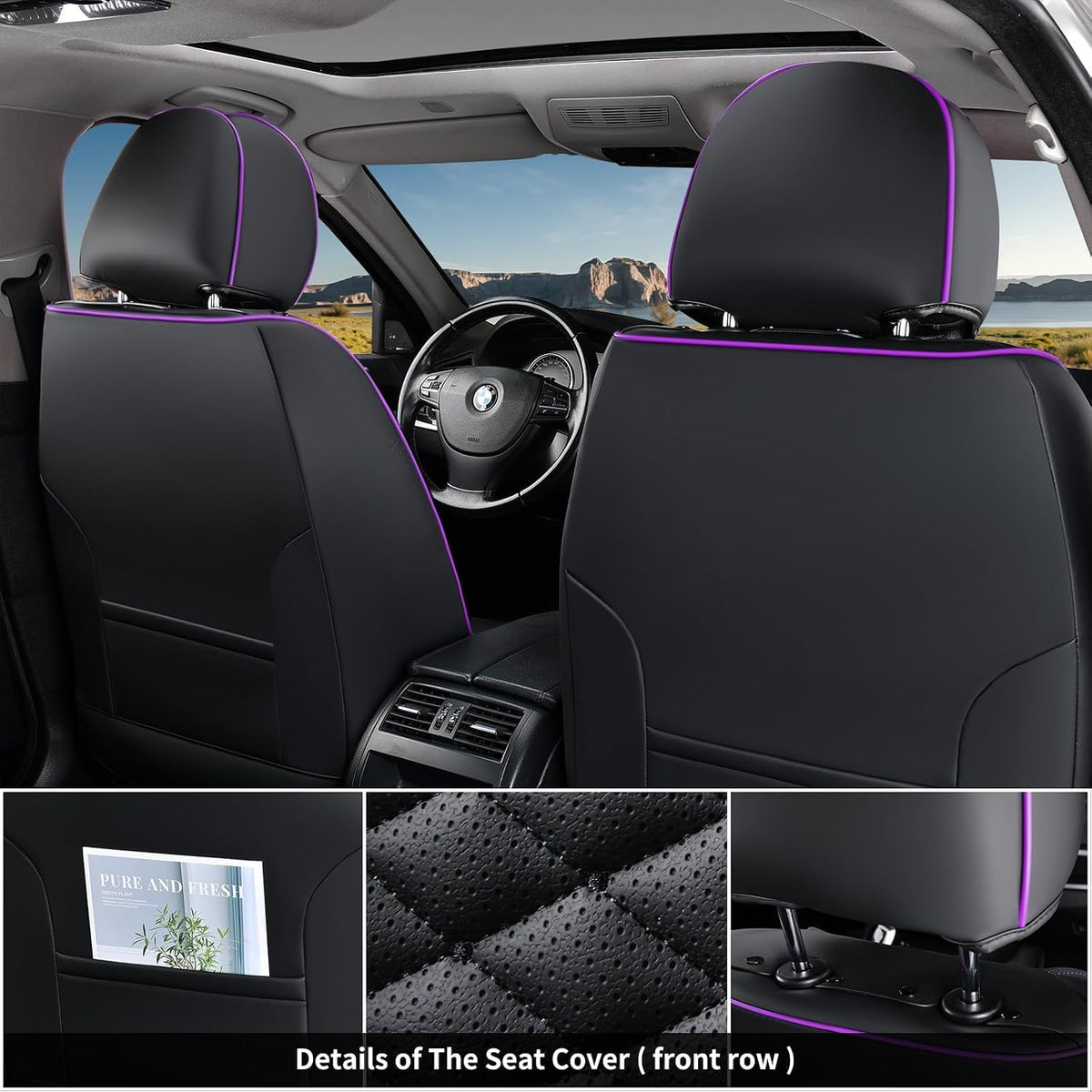 coverado leather seat covers, car seat covers full, close-up detail