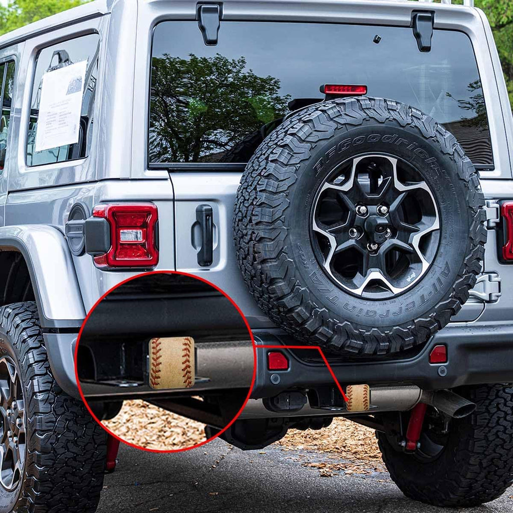 Tow Hitch Covers Baseball, Grunge Sport Leather Worn Baseball Auto 2 Inch Trailer Hitch Cover Plug Cap Insert Receiver Tube Hitch Covers for Most Cars Trucks SUVs