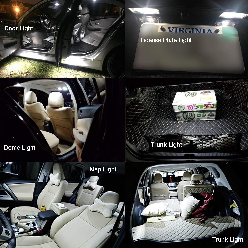 iBrightstar Extremely Bright Wedge T10 168 194 LED Bulbs for Car Interior Dome Map Door Courtesy License Plate Lights, Xenon White