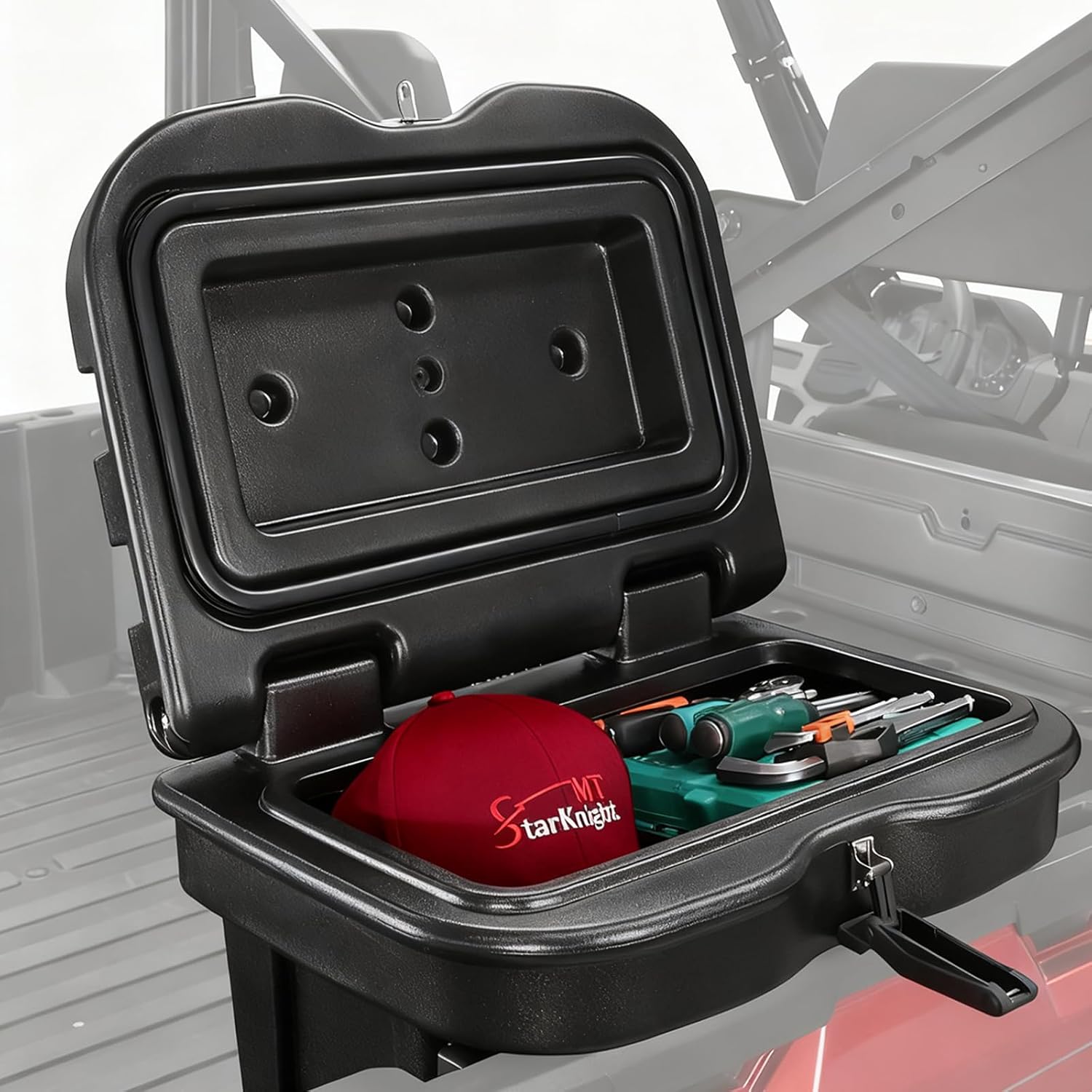 StarknightMT Bed Storage Box 24L/ 6GAL Compatible with Polaris Ranger XP 1000 500 570 900 General 1000 2016-2026 UTV Tool Box Rear Cargo Box Accessories 19 * 13.36 * 12.6 In