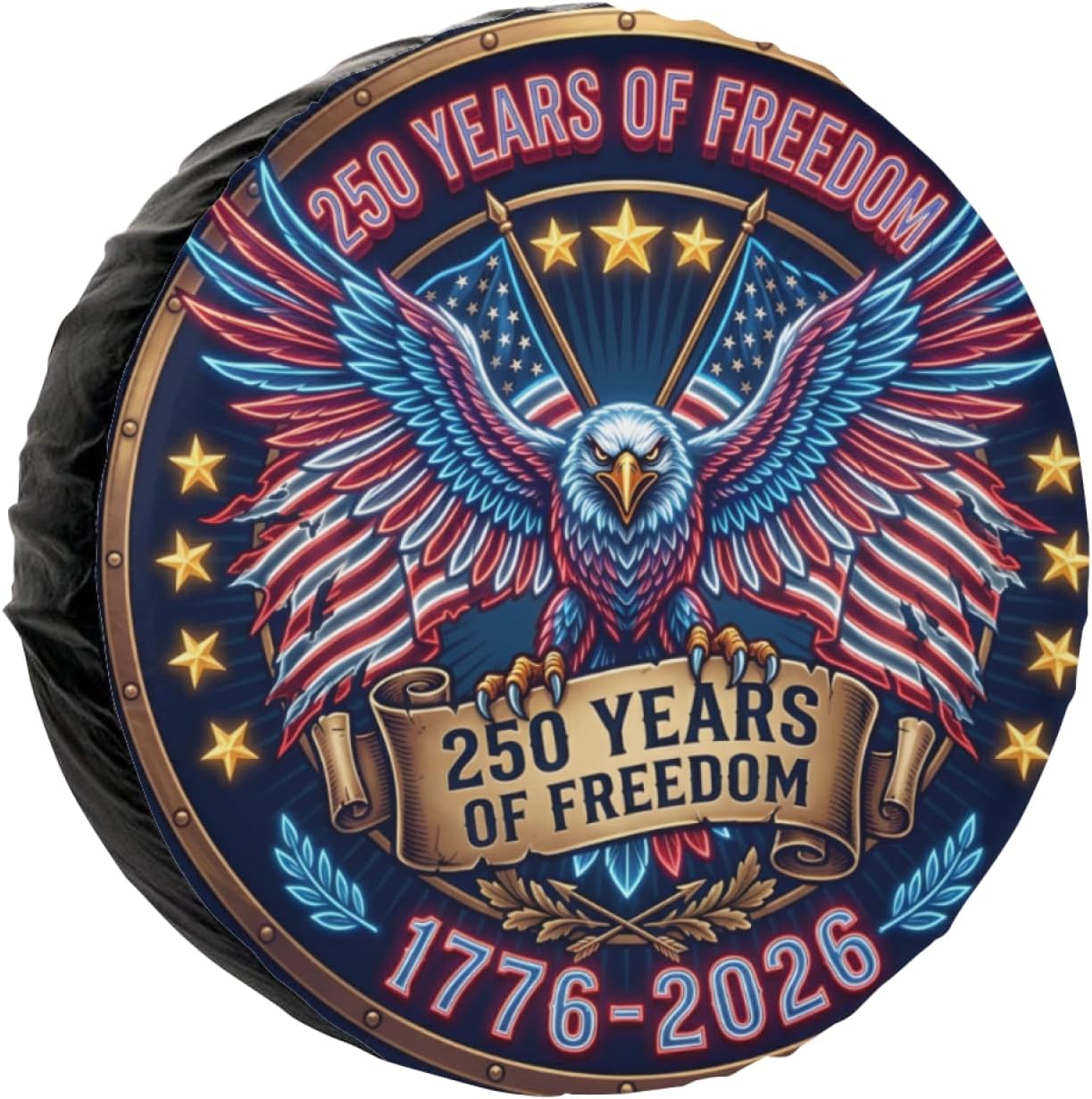 USA 250th Anniversary 1776-2026 Spare Tire Cover, Weatherproof Dust-Proof Universal 250 Year American Patriotic Decor Wheel Protectors Universal Fit for Trailer Rv SUV Truck Camper Travel Trailer 17"