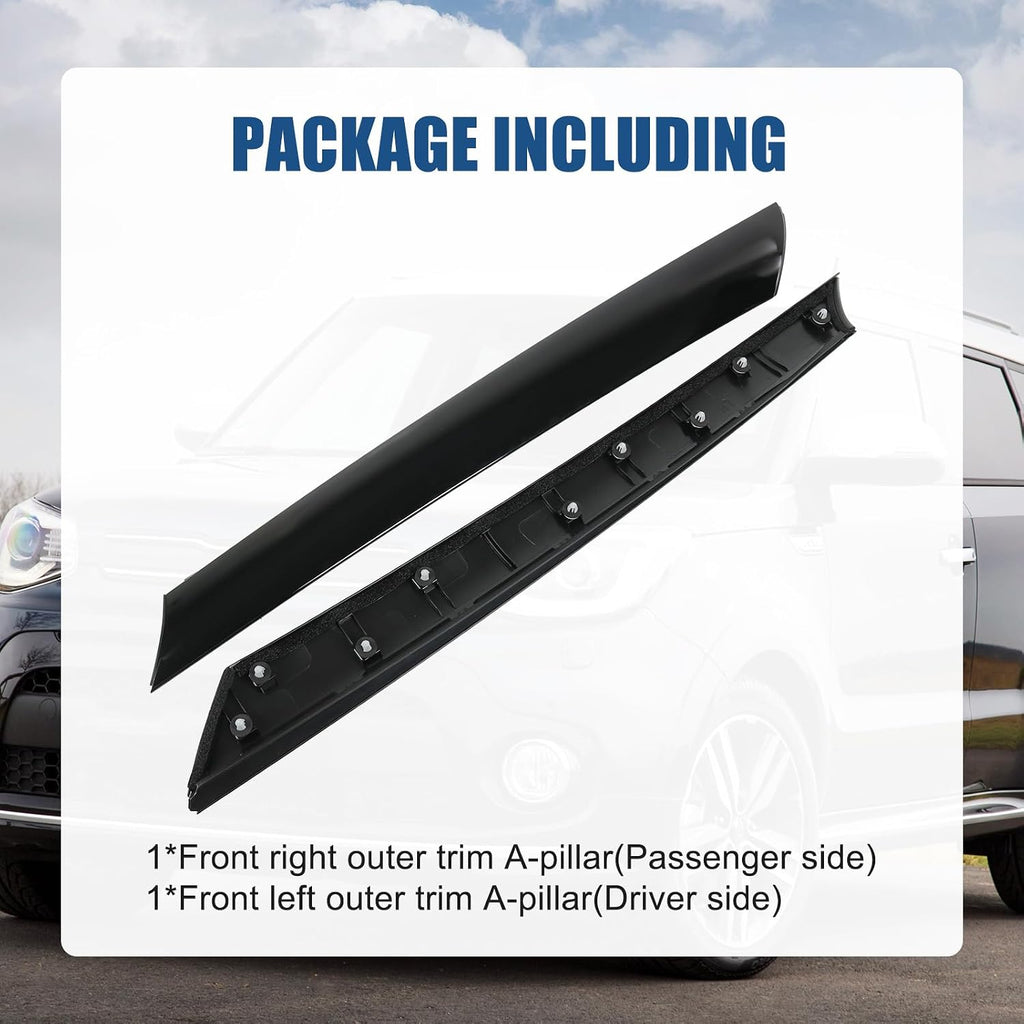 A-Pillar Windshield Molding Trim Kit Outer Trim Set Replacement for Kia Soul 2010 2011 2012 2013 (Left & Right) 86180-2K500,86170-2K500