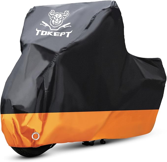 Motorcycle Cover, All-Season Waterproof Outdoor Sun Protection Fit up to 86 by Tokept