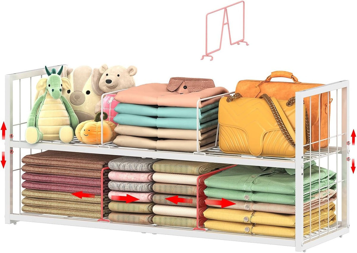 hongtamoya stackable closet storage shelf with adjustable divider, main product view