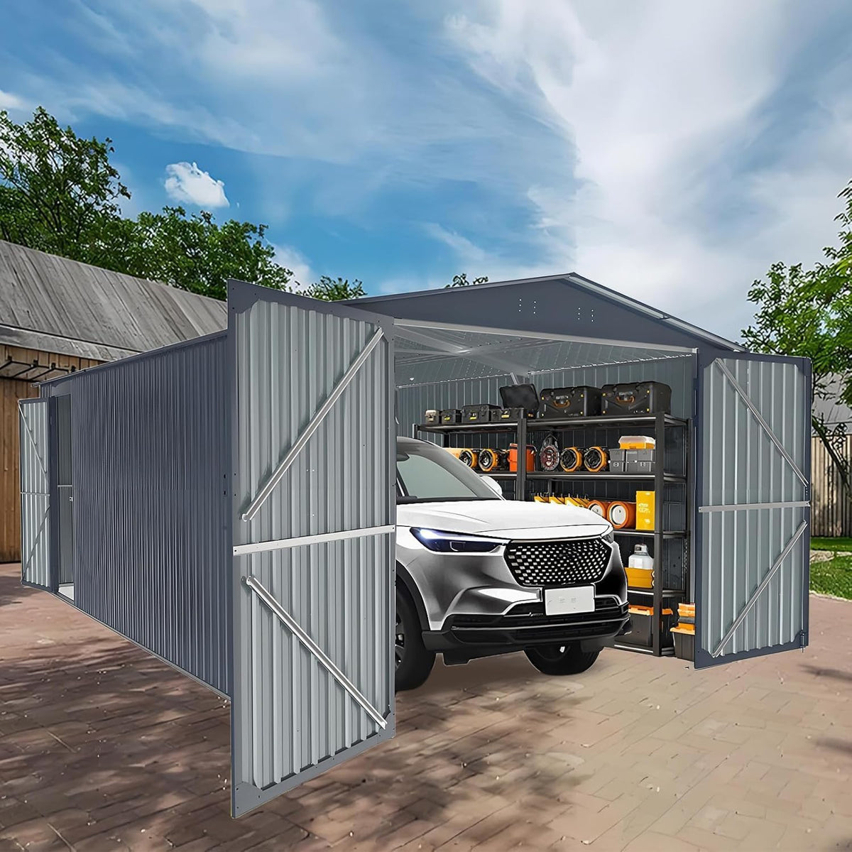 KUIKUI 20x13ft Heavy Duty Outdoor Garage Metal Shed, Sheds and Outdoor Storage