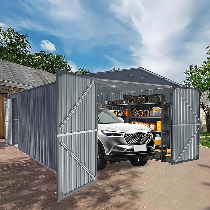 KUIKUI 20x13ft Heavy Duty Outdoor Garage Metal Shed, Sheds and Outdoor Storage by KUIKUI