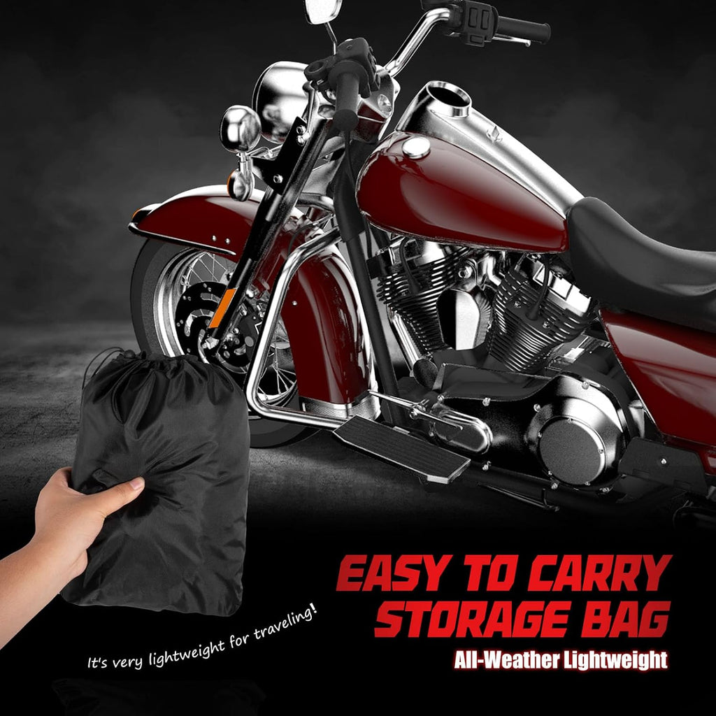 420D Motorcycle Half Cover-Outdoor Waterproof All Weather Protection Lightweight Half Cover,Black XL Size for Most Touring Models Harley Davidson,Honda Goldwing,Road King Street Glide