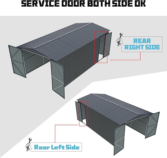 LANTRO JS 13x20ft Outdoor Storage Shed, Metal Storage Shed, Heavy Duty Large - Image 6