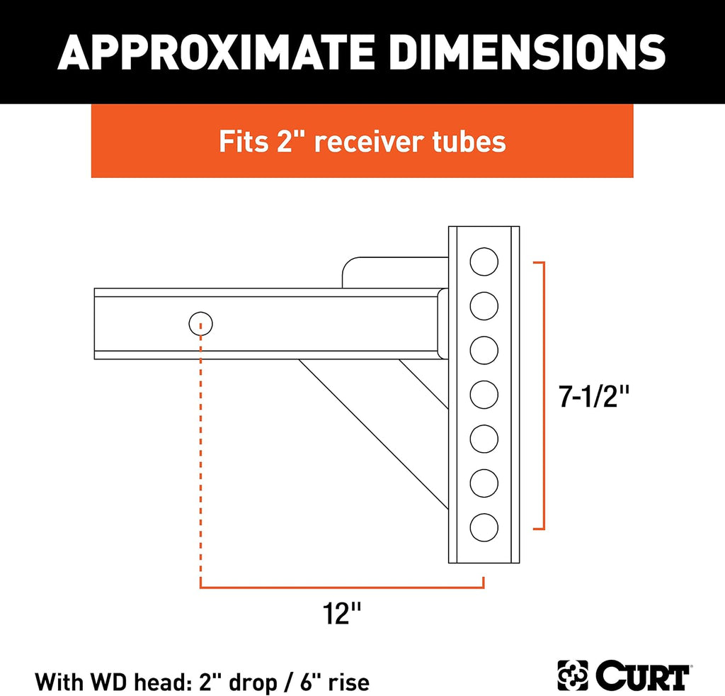 Curt Manufacturing 17102 Adj Hitch Bar 14 in Length