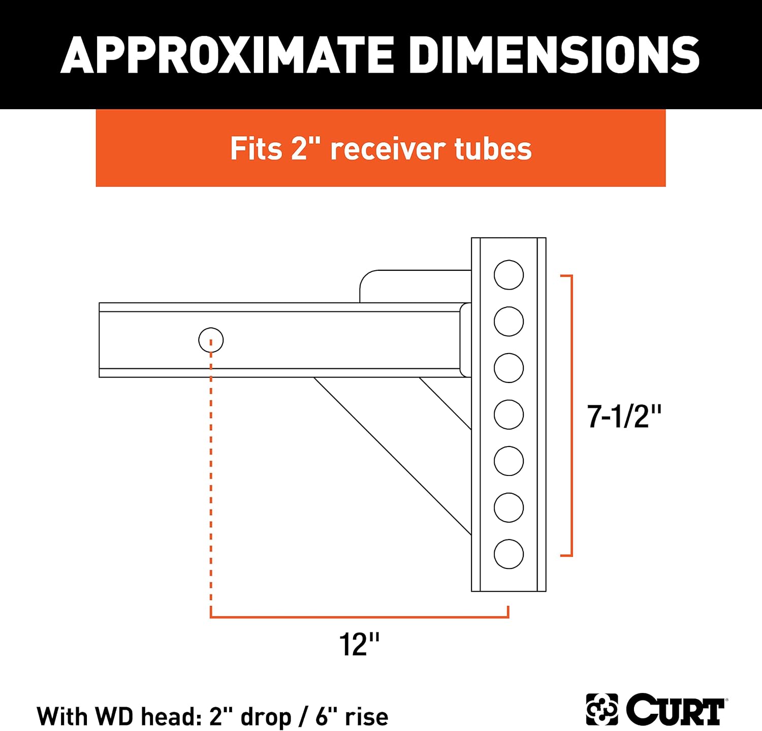 Curt Manufacturing 17102 Adj Hitch Bar 14 in Length