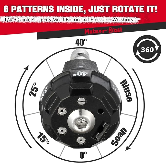 Meteor Blast Pressure Washer Nozzle, 6-in-1 Quick Change over and Adjustable - Image 2