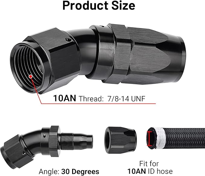 EVIL ENERGY 10AN 30 Degree One Piece Full Flow Hose End Fitting Swivel - Image 2