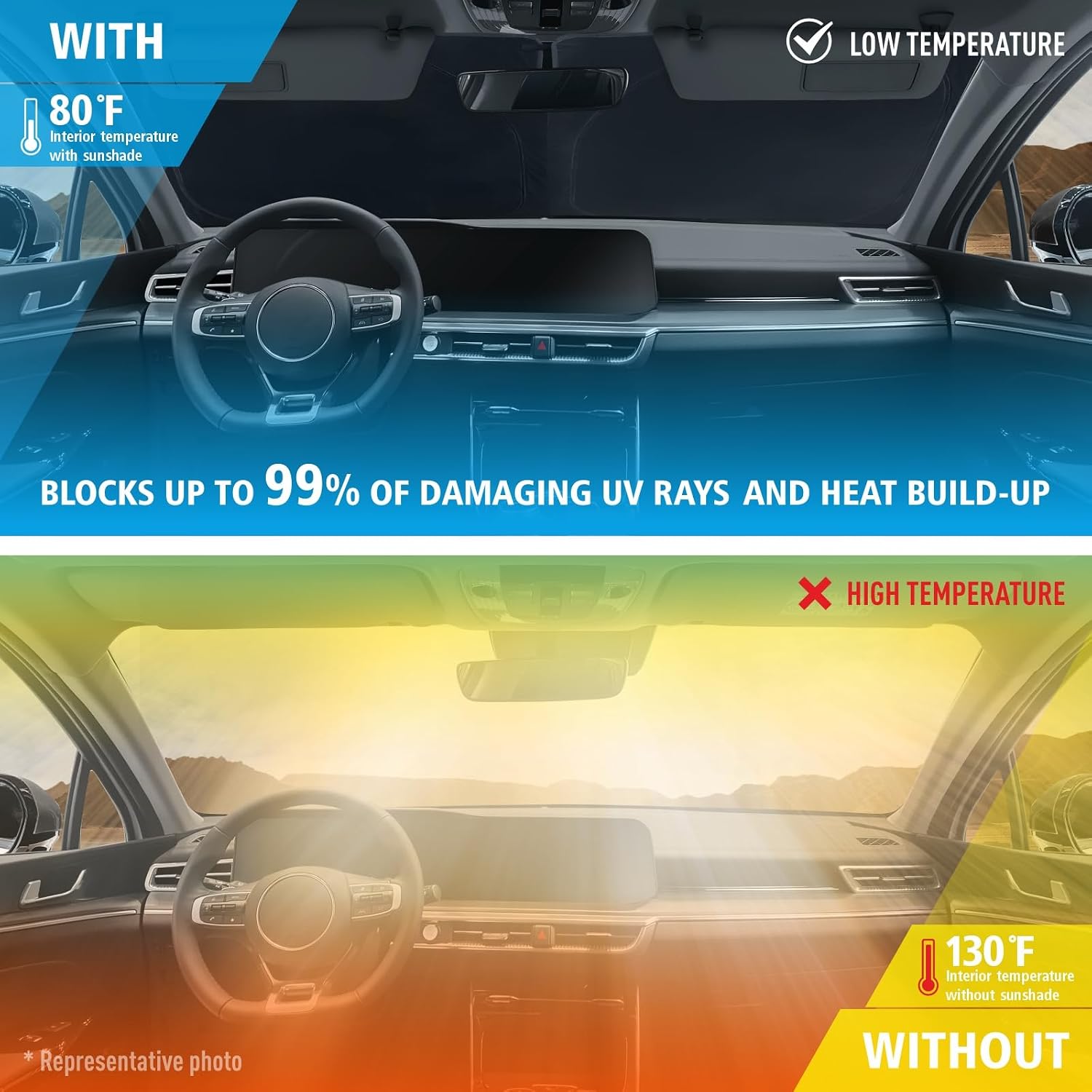 CLIM ART Windshield Sun Shade for Cadillac XT5 2017-2026, Custom-Fit Foldable Car Sunshade, Vehicle Sun Protector, Front Auto Windshield Cover, Car Accessories - WS5033