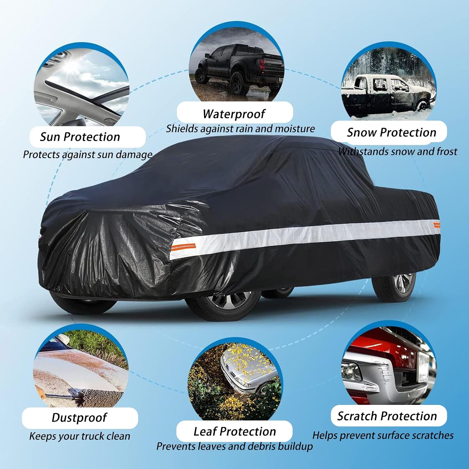 Pickup Truck Cover for Dodge Power Wagon, Water-Resistant Truck Covers, Full Outdoor Pickup Covers, Rain Snow Protection Heavy Duty Pickup Truck Covers