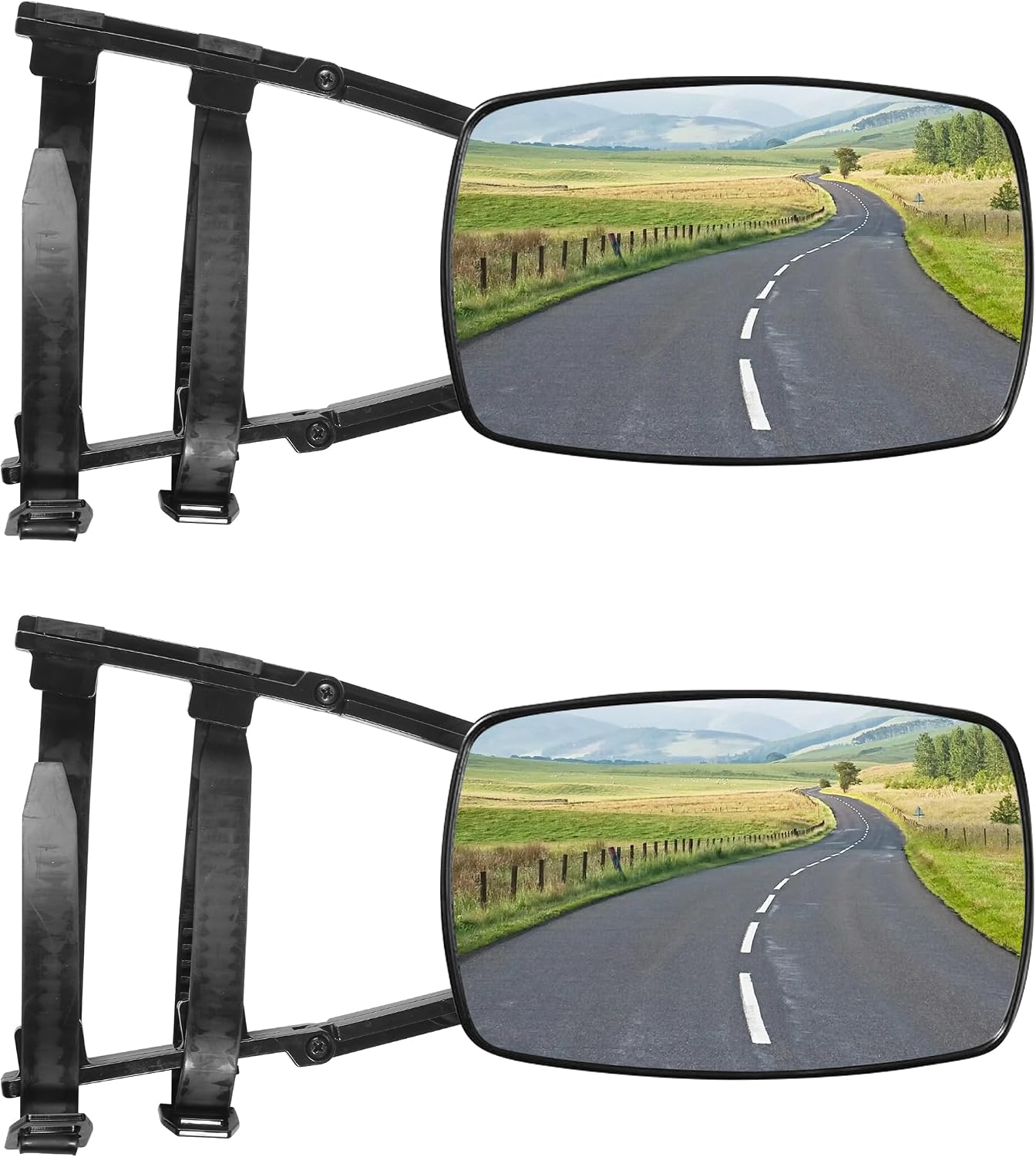 Tow Mirrors,Mirror Extenders for Towing,Universal Clamp-On 360 Degree Rotation Adjustable Trailer Mirrors for Towing,Applicable to the Rearview Mirror of Most Cars,Trucks,and Trailers