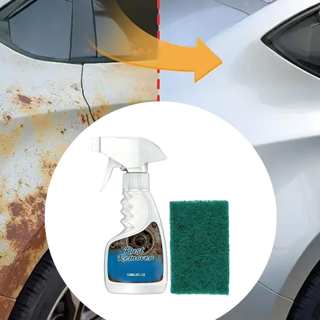 120ml Rust Remover Heavy Duty for Metal with Cloth, Highly Concentrated for Steel & Iron, Stainless Steel Cleaner-spray, Multi Surface Metal Spray for Car Motorcycle