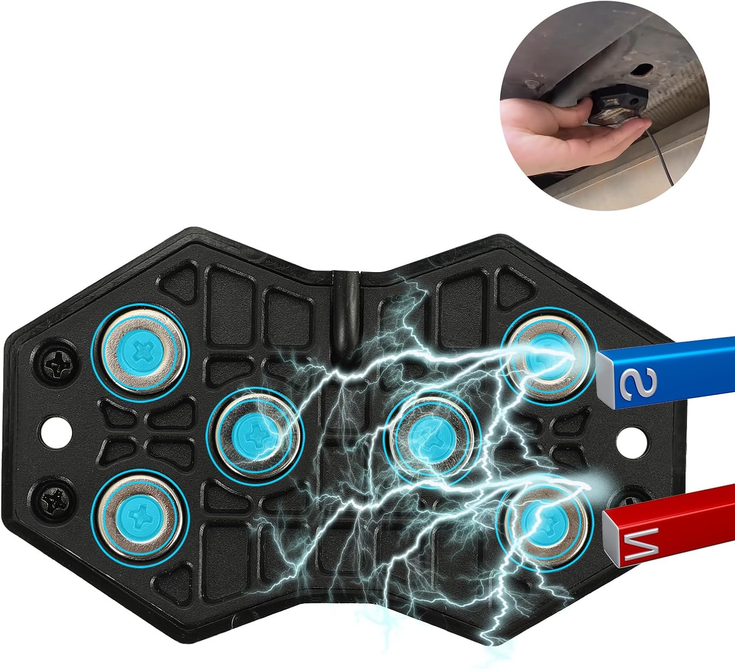 SUNPIE 12 Pods 6000K Magnetic White Rock Lights with 4M Extension Wires | Wide beam angle, includes switch wire, quick connect plugs, 49 chips, IP67, fits trucks, SUV, ATV, UTV, trailer, boats