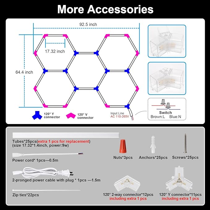 MODERN Hexagon Garage Lights，25 Pack 216W 25920LM High Brightness Hexagon - Image 6