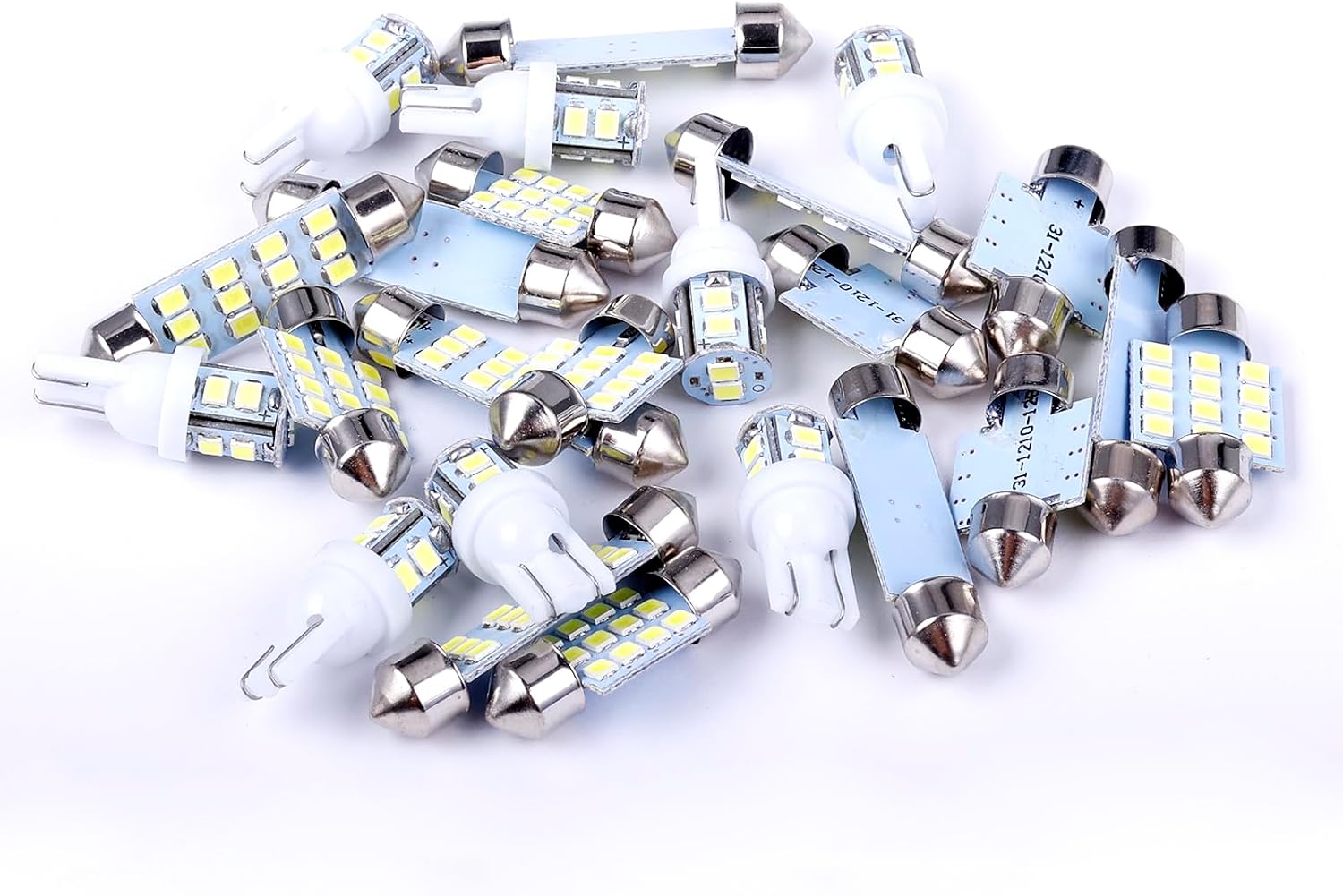 Kinstecks 24 Pieces Car LED Interior Bulb Kit Set Dome Light 194 T10 DE3175 578 31mm 42mm Bulbs Interior Replacement Lights with Acrowbar for Car Interior Door Courtesy Instrument Panel Side Lights