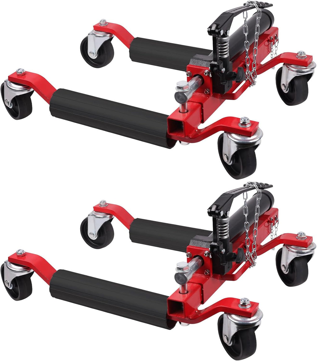 Garvee Car Wheel Dolly Set of 2, 1500 LBS Capacity Car Dolly with Hydraulic Tire Jack for Vehicle Positioning for Truck Rv Trailer, Red