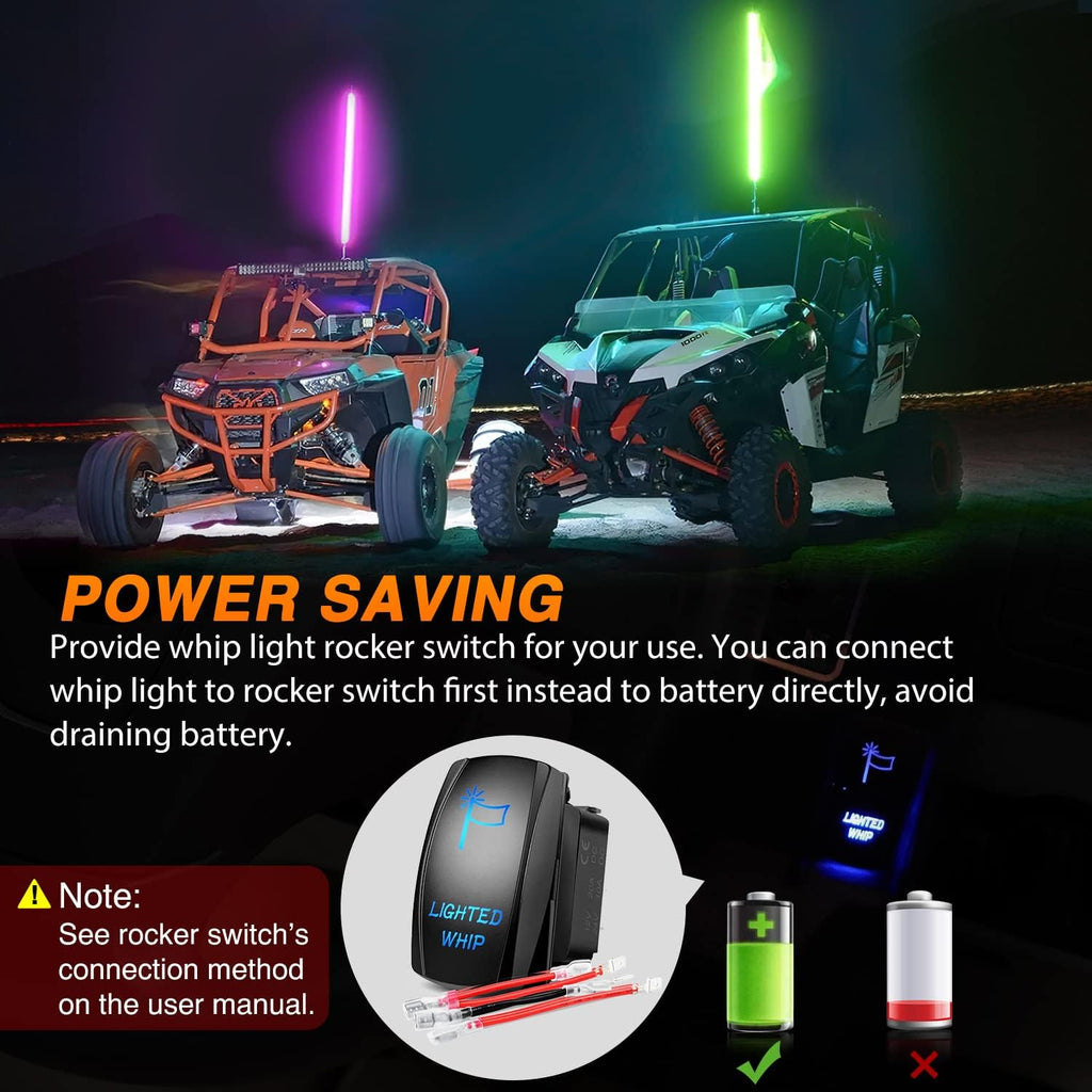 Nilight 1PC 3FT Spiral RGB Led Whip Light w/RGB Chasing/Dancing Lights RF Remote Control Lighted Antenna Whips for Can-am ATV UTV RZR Polaris Dune Buggy 4 Wheeler Offroad Jeep Truck