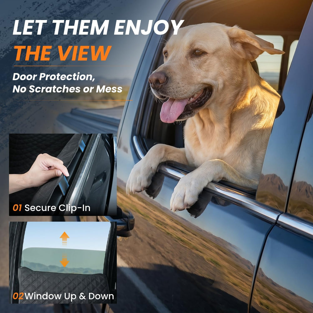 REEVAA Dog Truck Floor Cover with Door Protection, for Back Seat, XL,Black