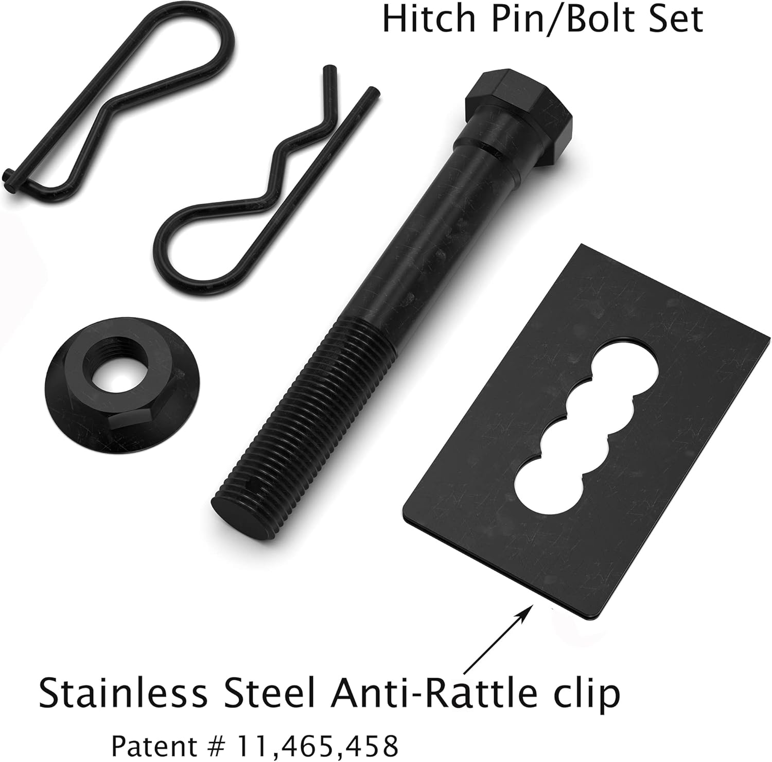 USA Stainless Steel Flag Emblem Metal Hitch Cover – Black, Includes Anti-Rattle Stainless Steel Pin Bolt, Fits 2" Receivers