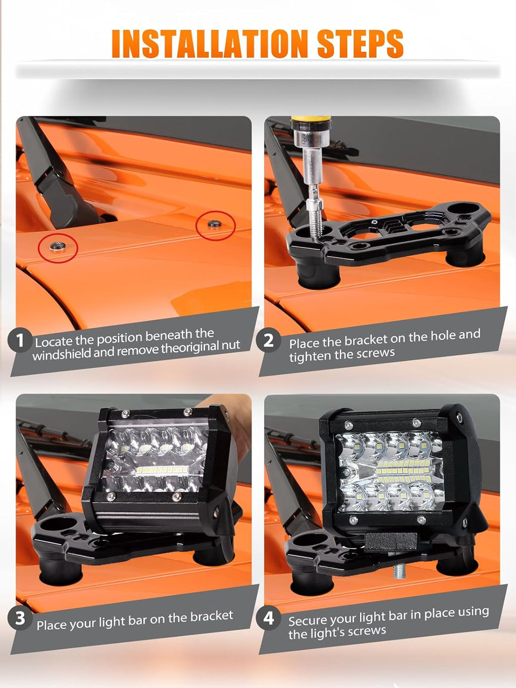 UNI-SHINE 2-Pack Hood Mounting Brackets for Light Bar Fit for Jeep Wrangler JL JLU Gladiator JT 2018–2026 Aluminum A-Pillar Auxiliary Cowl Mounts for LED Pod & Ditch Lights