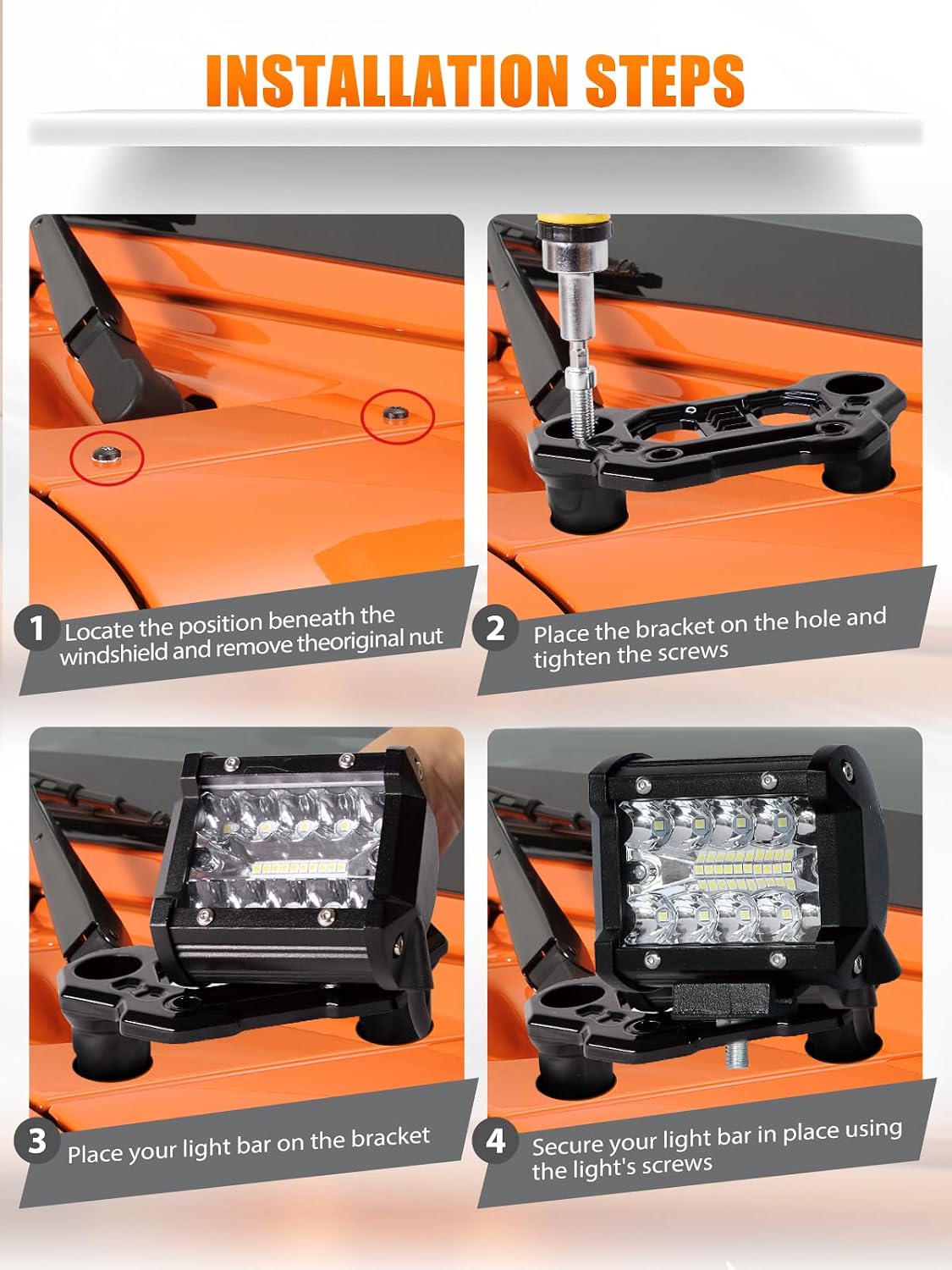 UNI-SHINE 2-Pack Hood Mounting Brackets for Light Bar Fit for Jeep Wrangler JL JLU Gladiator JT 2018–2026 Aluminum A-Pillar Auxiliary Cowl Mounts for LED Pod & Ditch Lights