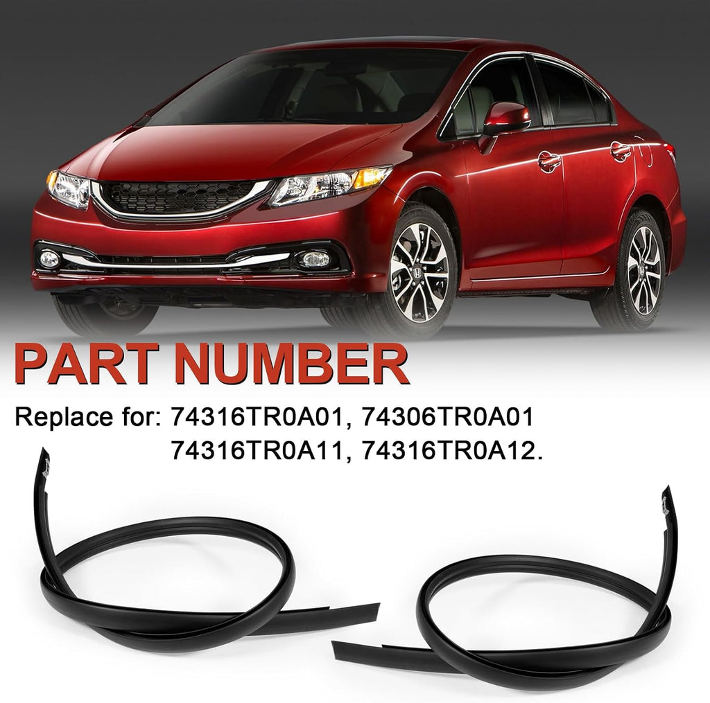 2Pcs Roof Trim Molding Kit Compatible with Honda Civic Sedan 4-Door 2012 2013 2014 2015 Left & Right Side Rubber Roof Moulding Drip Stripping Replace# 74316TR0A01 74306TR0A01 74316TR0A11 74316TR0A12